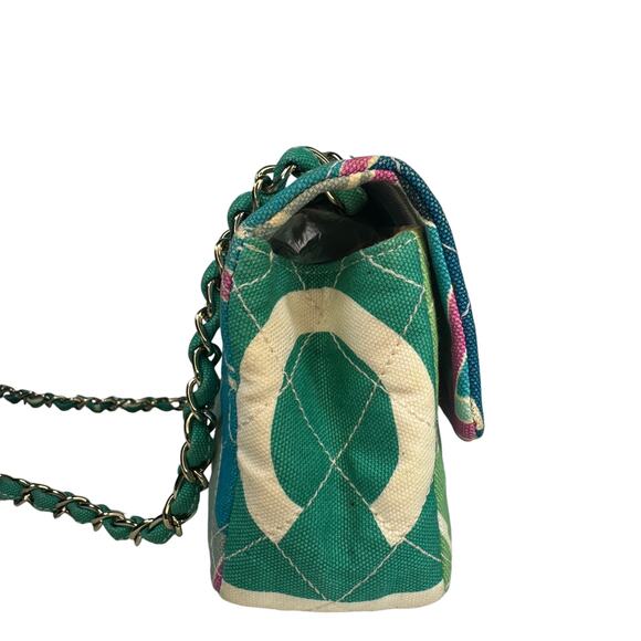 Chanel Eiffel Tower Flap Bag Vintage Paris Shoulder Purse CC Rare Quilted Canvas - Picture 7 of 16